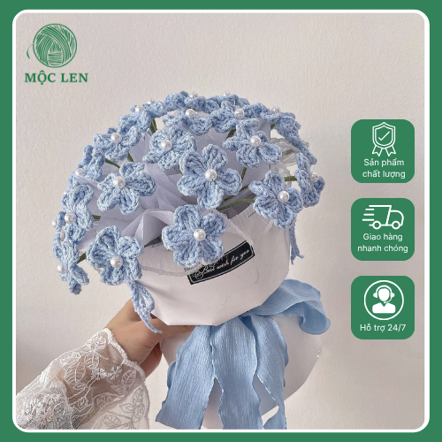 Bó Hoa Lưu Ly Bằng Len handmade trang trí, quà tặng siêu xinh