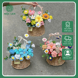 Giỏ Hoa Len Handmade