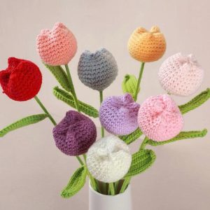 Hướng dẫn móc chậu hoa len tulip đơn giản và đẹp